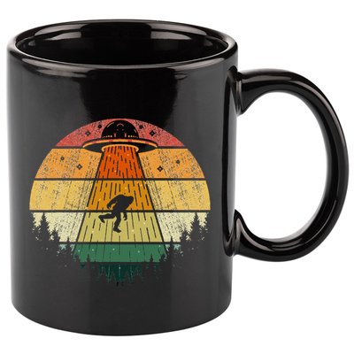 Retro Vintage Bigfoot Ufo Abduction Funny Sasquatch Aliens 11oz C Handle Ceramic Mug