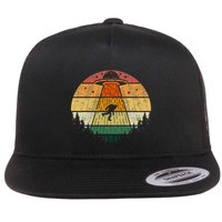 Retro Vintage Bigfoot Ufo Abduction Funny Sasquatch Aliens Flat Bill Trucker Hat