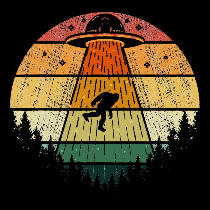 Retro Vintage Bigfoot Ufo Abduction Funny Sasquatch Aliens Flat Bill Trucker Hat