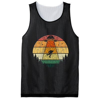 Retro Vintage Bigfoot Ufo Abduction Funny Sasquatch Aliens Mesh Reversible Basketball Jersey Tank