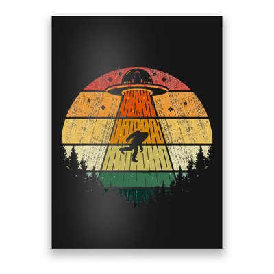 Retro Vintage Bigfoot Ufo Abduction Funny Sasquatch Aliens Poster