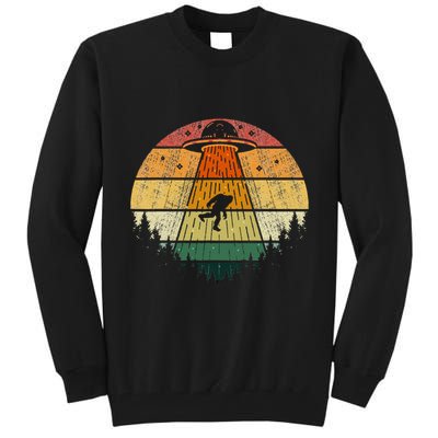 Retro Vintage Bigfoot Ufo Abduction Funny Sasquatch Aliens Tall Sweatshirt