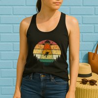Retro Vintage Bigfoot Ufo Abduction Funny Sasquatch Aliens Womens Tank Top