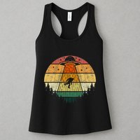 Retro Vintage Bigfoot Ufo Abduction Funny Sasquatch Aliens Womens Tank Top