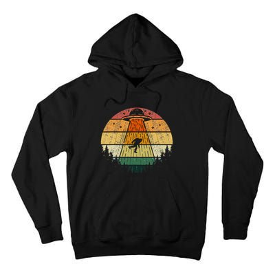 Retro Vintage Bigfoot Ufo Abduction Funny Sasquatch Aliens Tall Hoodie