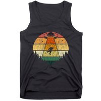 Retro Vintage Bigfoot Ufo Abduction Funny Sasquatch Aliens Tank Top