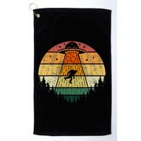 Retro Vintage Bigfoot Ufo Abduction Funny Sasquatch Aliens Golf Towel