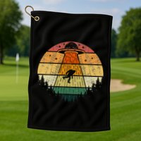 Retro Vintage Bigfoot Ufo Abduction Funny Sasquatch Aliens Golf Towel