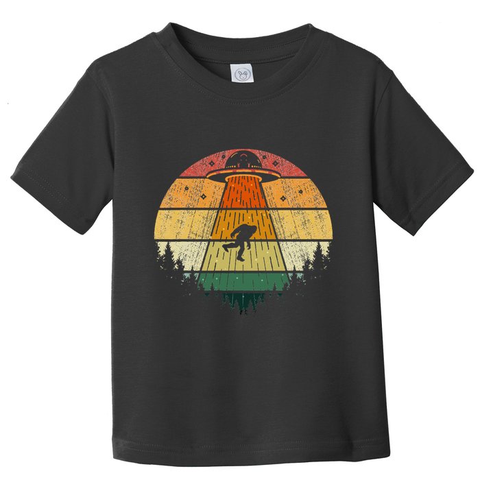 Retro Vintage Bigfoot Ufo Abduction Funny Sasquatch Aliens Toddler T-Shirt