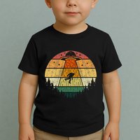Retro Vintage Bigfoot Ufo Abduction Funny Sasquatch Aliens Toddler T-Shirt