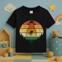 Retro Vintage Bigfoot Ufo Abduction Funny Sasquatch Aliens Toddler T-Shirt
