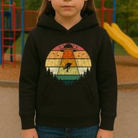 Retro Vintage Bigfoot Ufo Abduction Funny Sasquatch Aliens Kids Hoodie