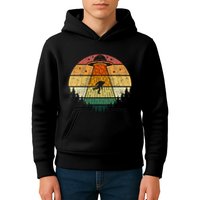 Retro Vintage Bigfoot Ufo Abduction Funny Sasquatch Aliens Kids Hoodie