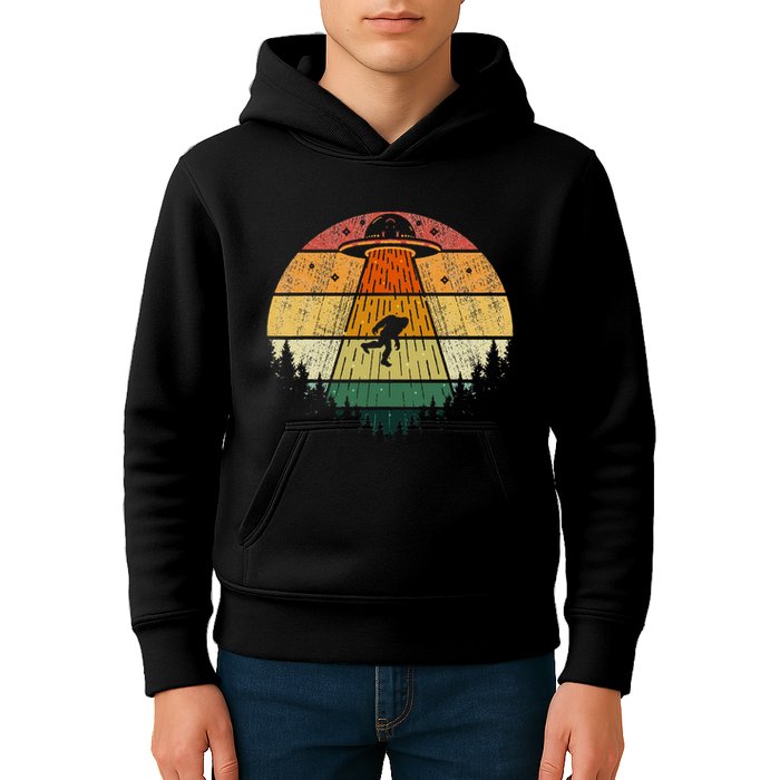 Retro Vintage Bigfoot Ufo Abduction Funny Sasquatch Aliens Kids Hoodie