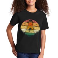Retro Vintage Bigfoot Ufo Abduction Funny Sasquatch Aliens Kids T-Shirt