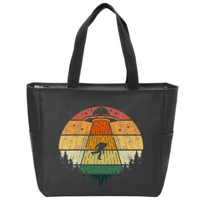 Retro Vintage Bigfoot Ufo Abduction Funny Sasquatch Aliens Zip Tote Bag