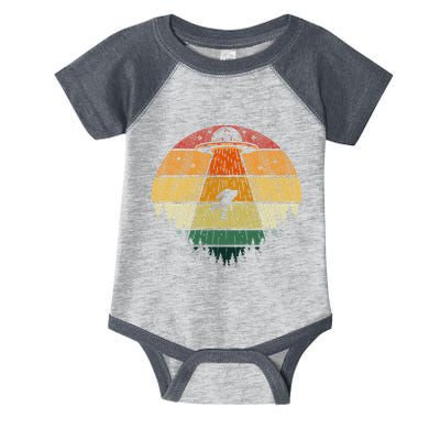 Retro Vintage Bigfoot Ufo Abduction Funny Sasquatch Aliens Infant Baby Jersey Bodysuit