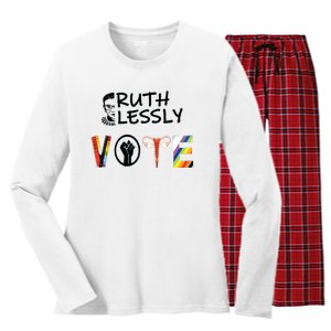 Ruthlessly Vote Banned Books Women's Long Sleeve Flannel Pajama Set 