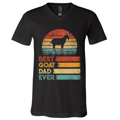 Retro Vintage Best Goat Dad Ever Shirts Animals Lover V-Neck T-Shirt