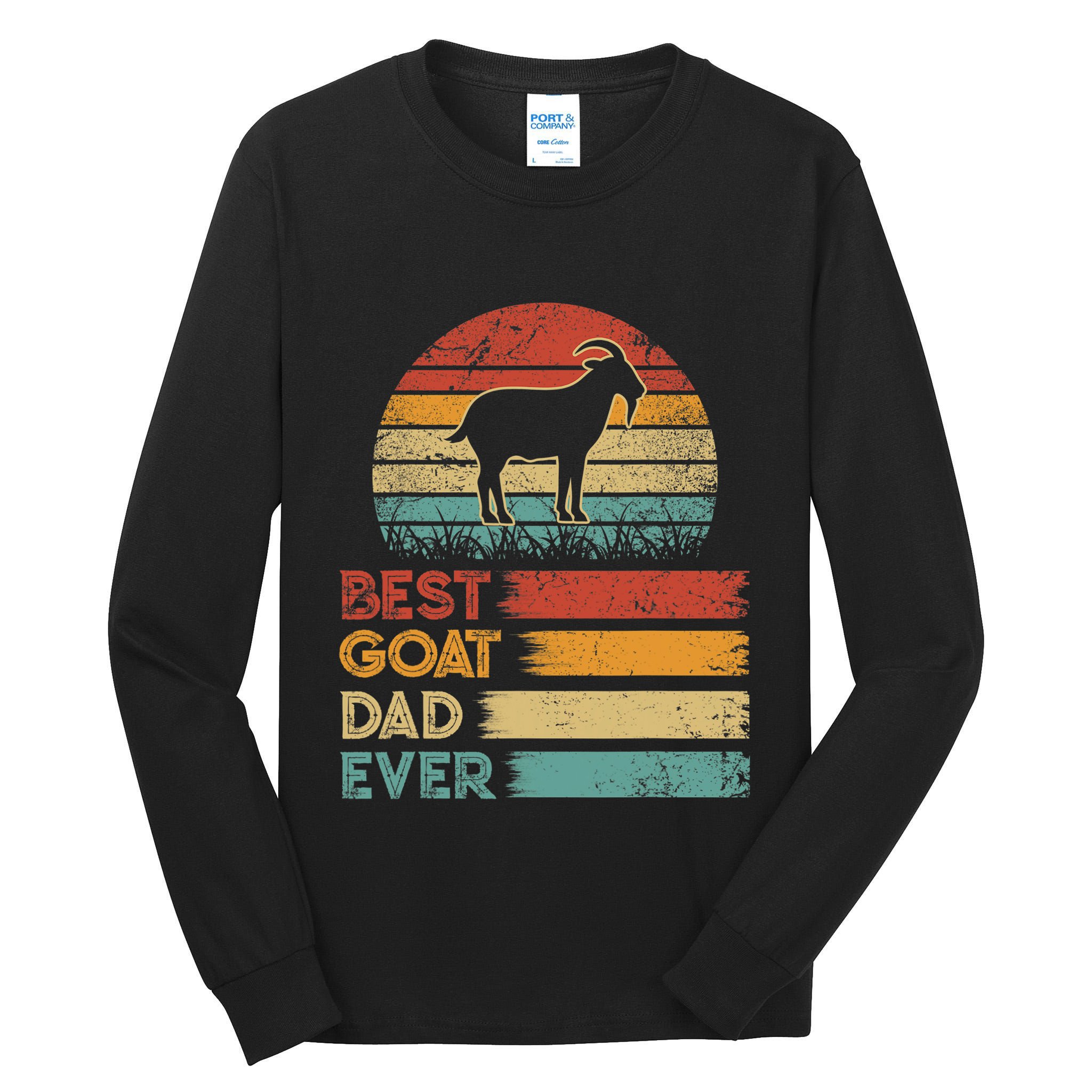 Retro Vintage Best Goat Dad Ever Shirts Animals Lover Tall Long Sleeve T-Shirt