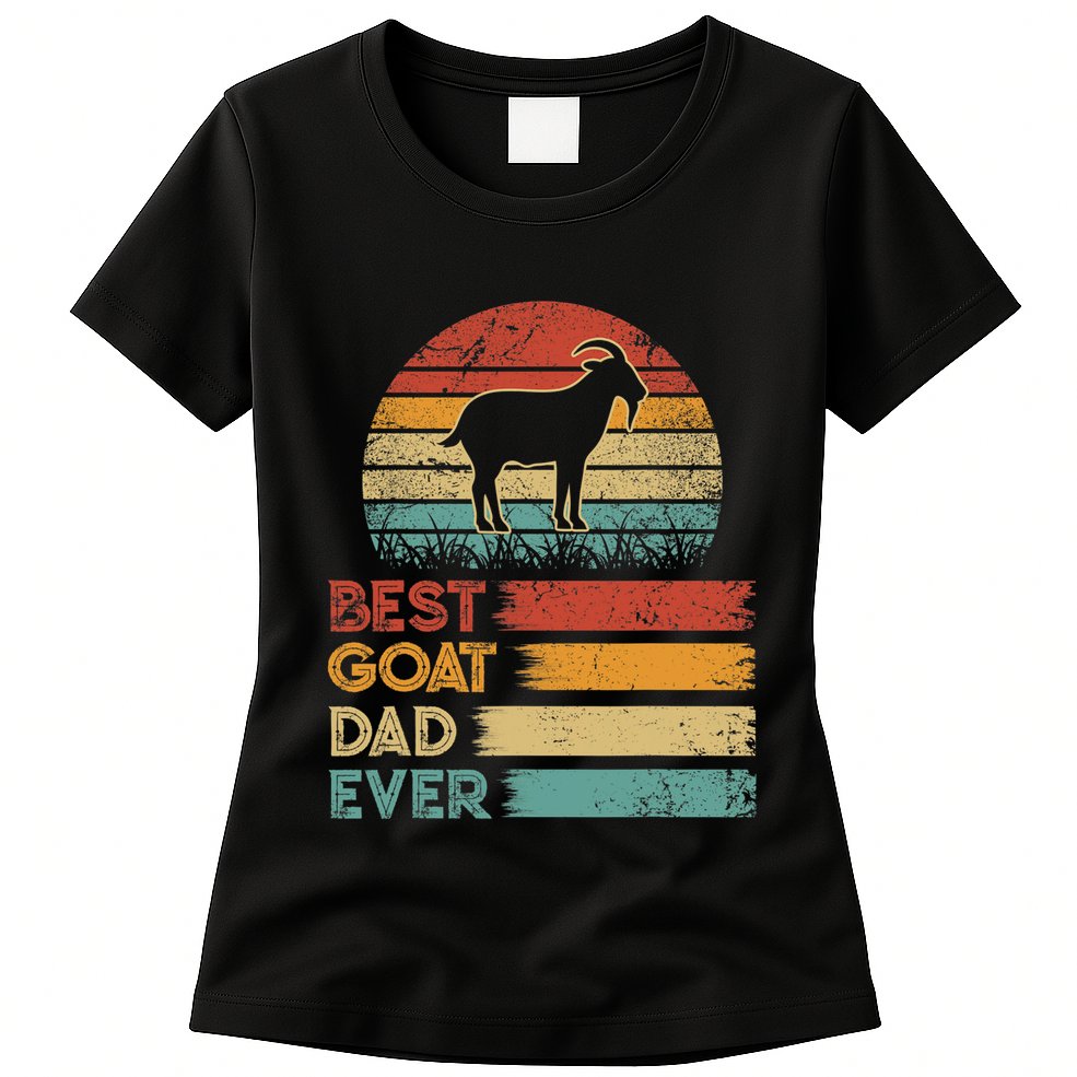 Retro Vintage Best Goat Dad Ever Shirts Animals Lover Womens T-Shirt
