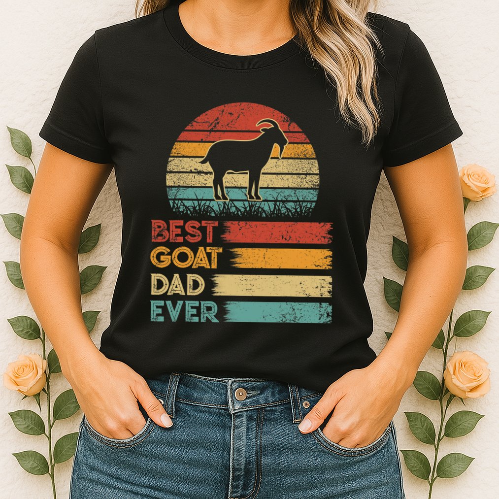 Retro Vintage Best Goat Dad Ever Shirts Animals Lover Womens T-Shirt