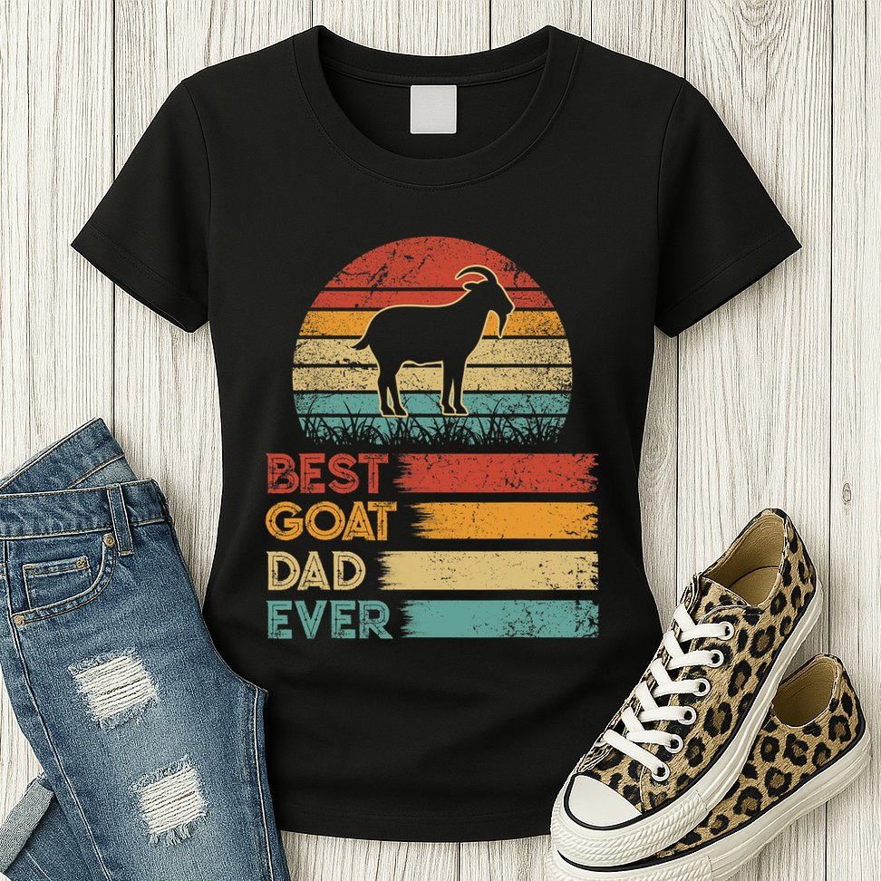 Retro Vintage Best Goat Dad Ever Shirts Animals Lover Womens T-Shirt