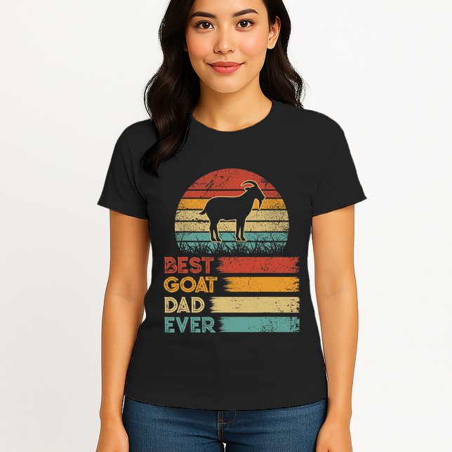 Retro Vintage Best Goat Dad Ever Shirts Animals Lover Womens T-Shirt