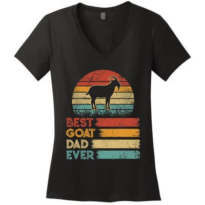 Retro Vintage Best Goat Dad Ever Shirts Animals Lover Women's V-Neck T-Shirt
