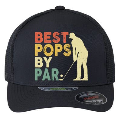 Retro Vintage Best Pops By Par Golf Father's Day For Grandpa Flexfit Unipanel Trucker Cap