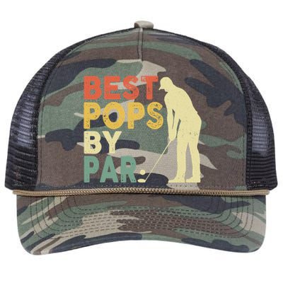 Retro Vintage Best Pops By Par Golf Father's Day For Grandpa Retro Rope Trucker Hat Cap