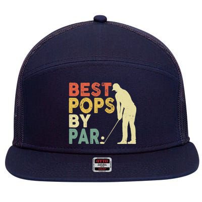 Retro Vintage Best Pops By Par Golf Father's Day For Grandpa 7 Panel Mesh Trucker Snapback Hat