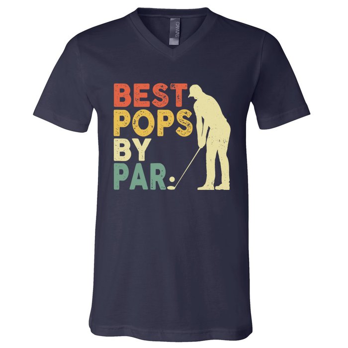 Retro Vintage Best Pops By Par Golf Father's Day For Grandpa V-Neck T-Shirt