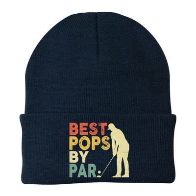 Retro Vintage Best Pops By Par Golf Father's Day For Grandpa Knit Cap Winter Beanie