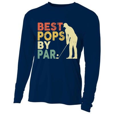 Retro Vintage Best Pops By Par Golf Father's Day For Grandpa Cooling Performance Long Sleeve Crew