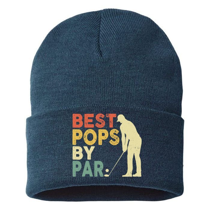 Retro Vintage Best Pops By Par Golf Father's Day For Grandpa Sustainable Knit Beanie