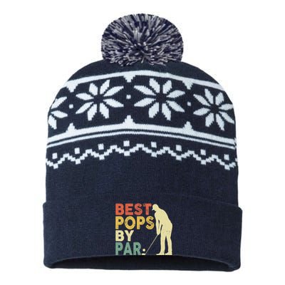 Retro Vintage Best Pops By Par Golf Father's Day For Grandpa USA-Made Snowflake Beanie