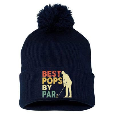 Retro Vintage Best Pops By Par Golf Father's Day For Grandpa Pom Pom 12in Knit Beanie