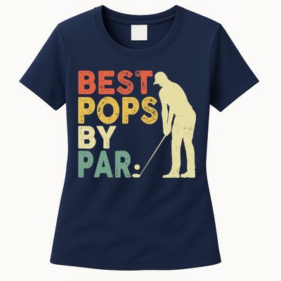 Retro Vintage Best Pops By Par Golf Father's Day For Grandpa Womens T-Shirt