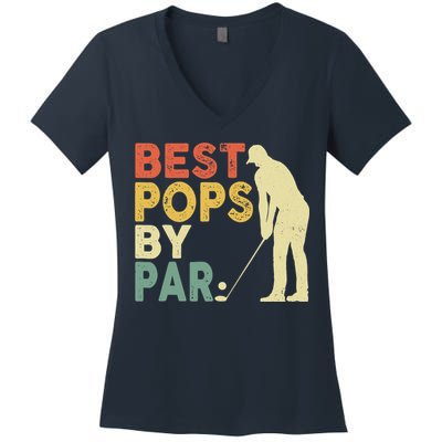 Retro Vintage Best Pops By Par Golf Father's Day For Grandpa Women's V-Neck T-Shirt