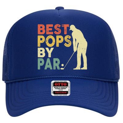 Retro Vintage Best Pops By Par Golf Father's Day For Grandpa High Crown Mesh Back Trucker Hat