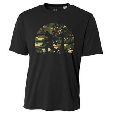 Retro Vintage Bigfoot Camo Fun Cooling Performance Crew T-Shirt