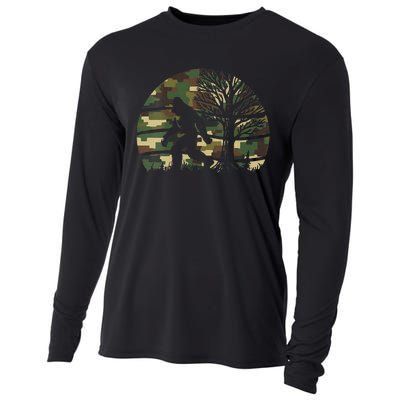 Retro Vintage Bigfoot Camo Fun Cooling Performance Long Sleeve Crew