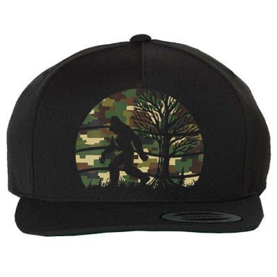 Retro Vintage Bigfoot Camo Fun Wool Snapback Cap