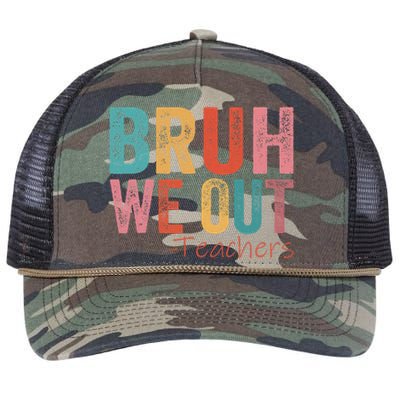 Retro Vintage Bruh We Out Teachers Happy Last Day Of School Retro Rope Trucker Hat Cap