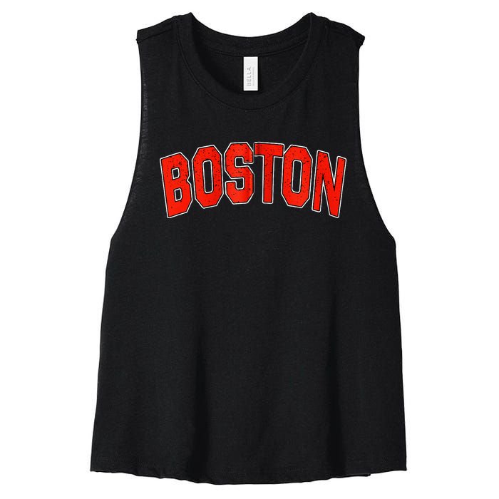 Retro Vintage Boston Massachusetts State Boston Varsity Women's Racerback Cropped Tank