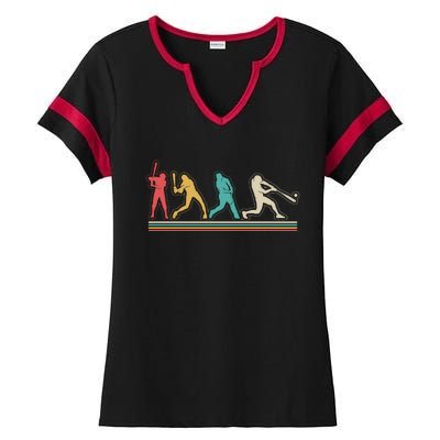 Retro Vintage Baseball Sports Fan Ladies Halftime Notch Neck Tee