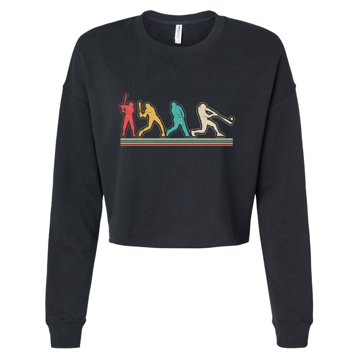 Retro Vintage Baseball Sports Fan Cropped Pullover Crew