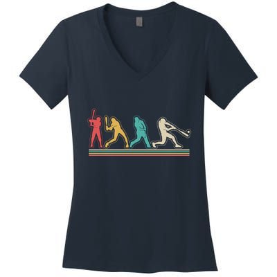 Retro Vintage Baseball Sports Fan Women's V-Neck T-Shirt