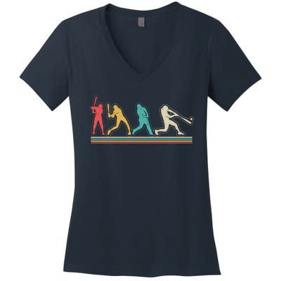 Retro Vintage Baseball Sports Fan Women's V-Neck T-Shirt